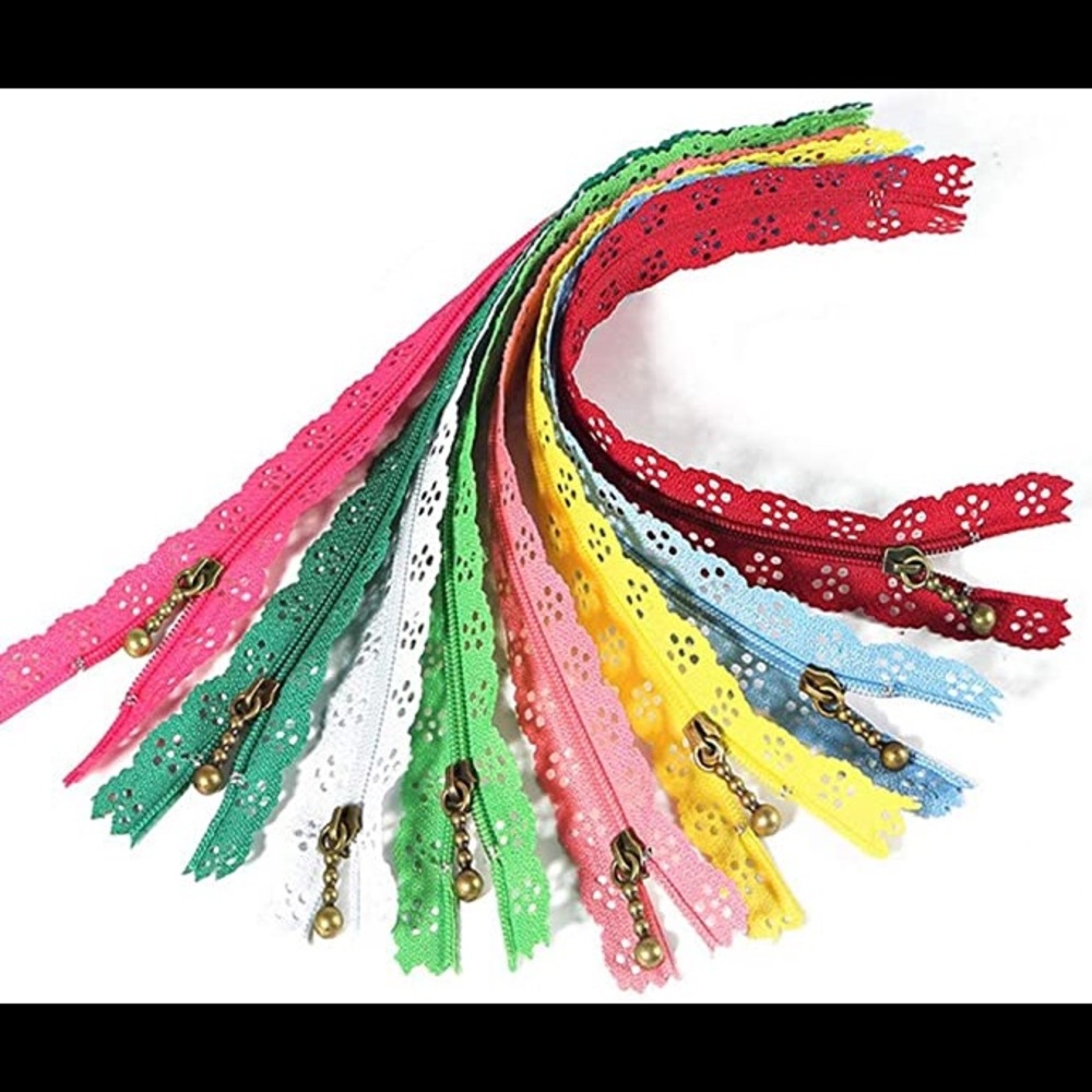 10 pieces lace zipper set sewing colorful bag